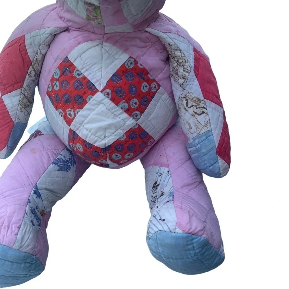 Vintage Handmade Quilt Patchwork Stuffed Bear